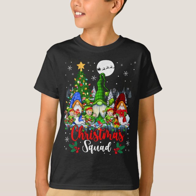 T-shirt Escadron de Noël Trois Elfes de Père Noël Gnomes X (Devant)