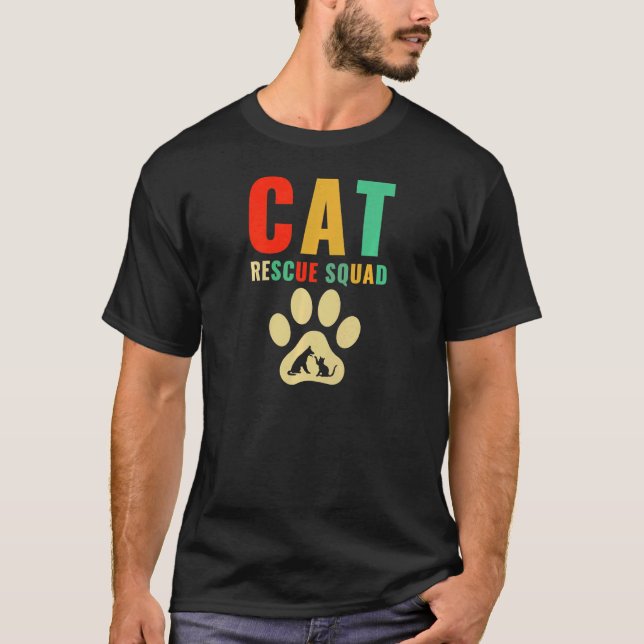 T-shirt Escadron de Secourt de chats d'abris pour animaux (Devant)