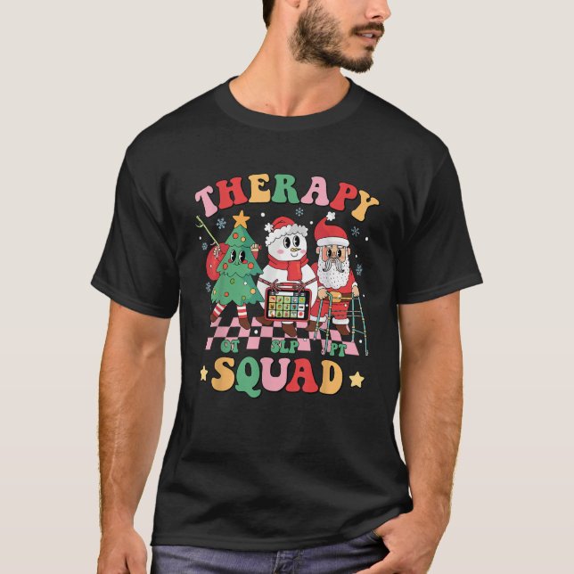 T-shirt Escadron de Thérapie de Noël SLP OT PT Professionn (Devant)