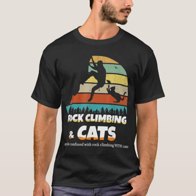 T-shirt Escalade avec des chats vintage (Devant)