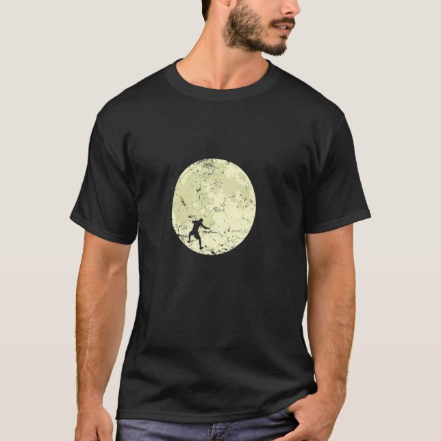 T-shirt Escalade de bloc devant la Lune (Devant)