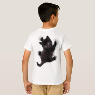 T-shirt Escalade de chat noir sur le dos humain