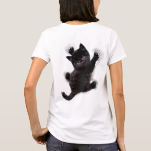 T-shirt Escalade de chat noir sur le dos humain