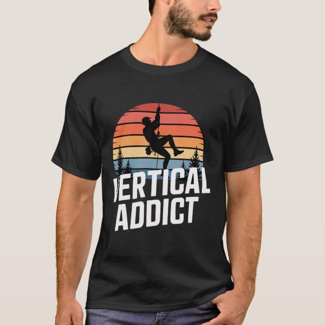 T-shirt Escalade de roche rétro Boulder Vertical Addict  (Devant)