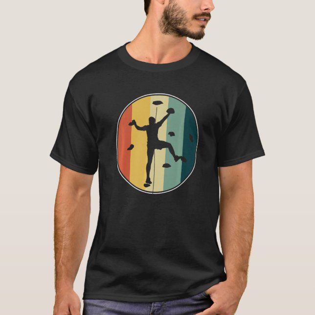 T-shirt Escalade graphique rétro Bouldering Rock Climber M (Devant)