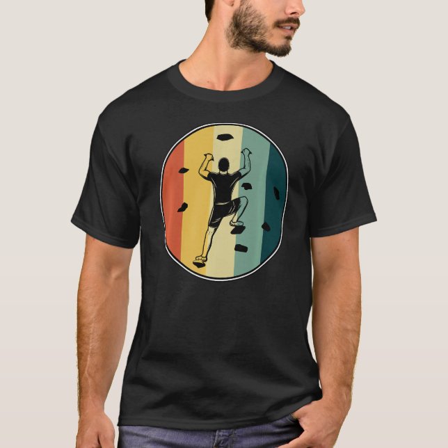 T-shirt Escalade graphique rétro Bouldering Rock Climber M (Devant)