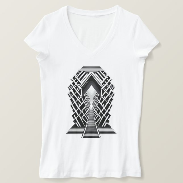 T-shirt Escalier monochromatique : Obélisque des contraste (Design devant)