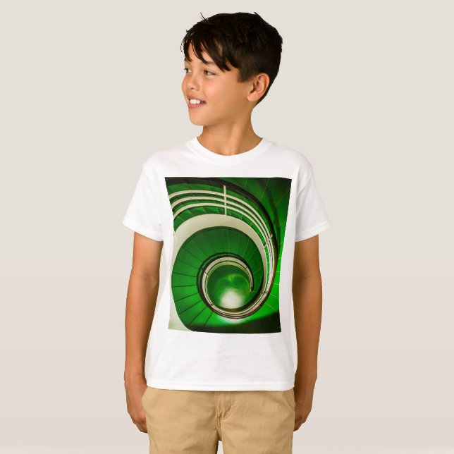 T-shirt Escalier vert circulaire (Devant entier)