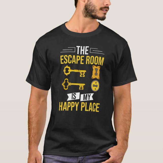 T-shirt Escape Room Game Exit Puzzle Boxes Board Horror   (Devant)
