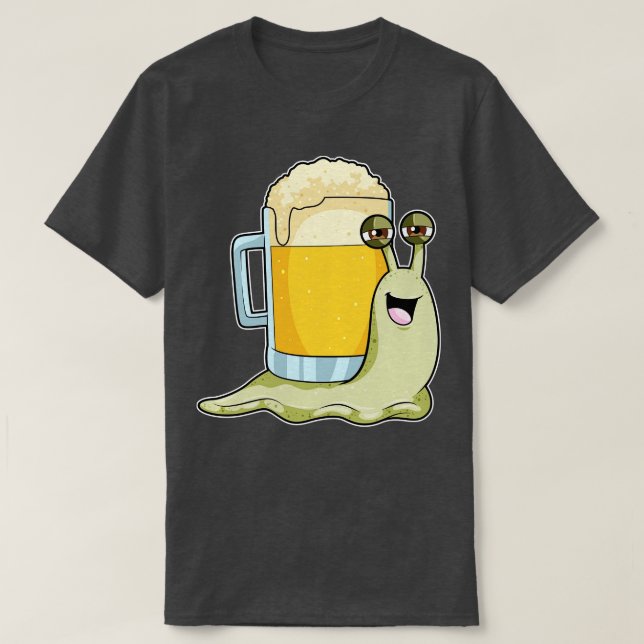 T-shirt Escargot avec verre de bière (Design devant)