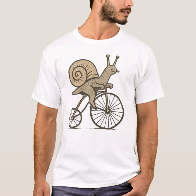 T-shirt Escargot drôle à vélo (Devant)