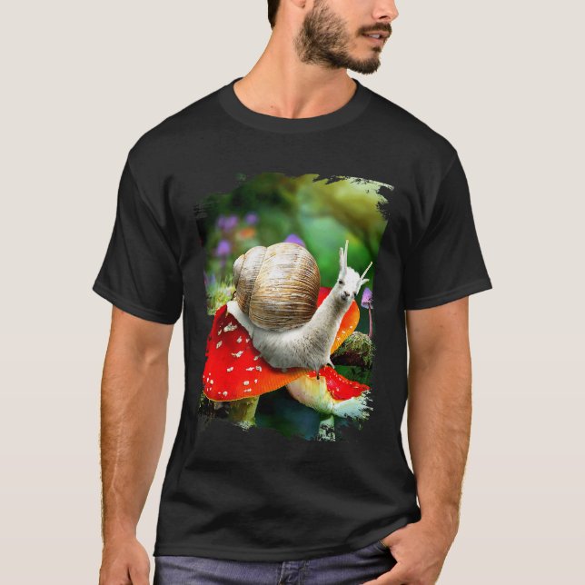 T-shirt Escargot Lama Sur Champignon (Devant)