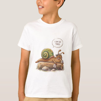 T-Shirt Escargot Mignon Fatigué Enfant
