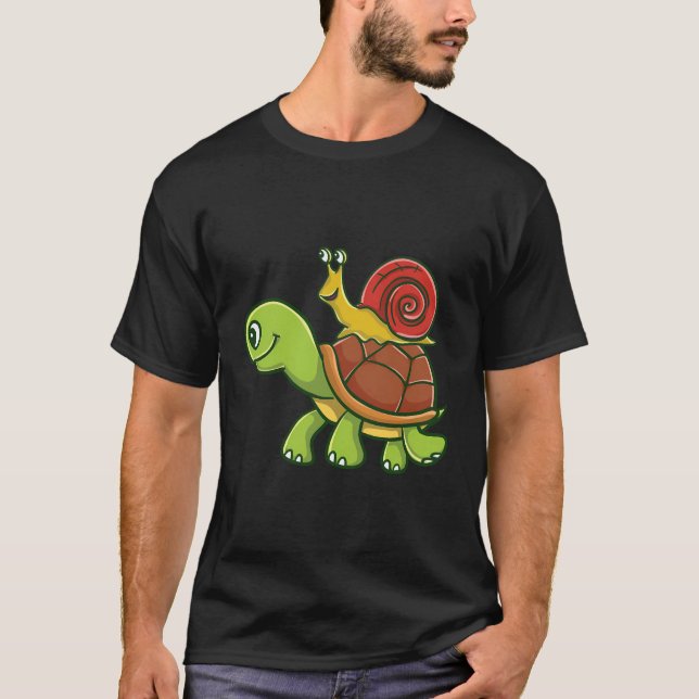 T-shirt Escargot Riding A Turtle Turtle Lover Don (Devant)