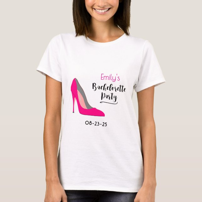 T-shirt Escarpins Stiletto Rose Chaud pour Enterrement de  (Devant)