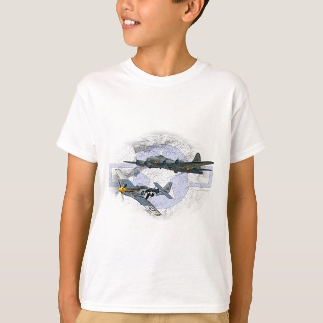 T-shirt Escorte de vol du mustang P-51 (Devant)
