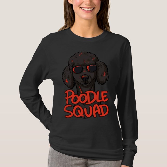 T-shirt Escouade de caniche noire (Devant)