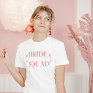 T-shirt Escouade de mariée rose Bachelorette Script Brides