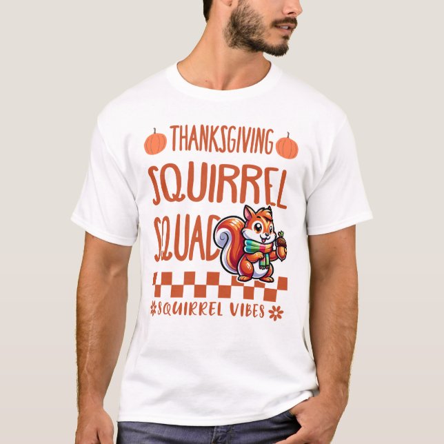 T-shirt Escouade d'écureuils de Thanksgiving (Devant)