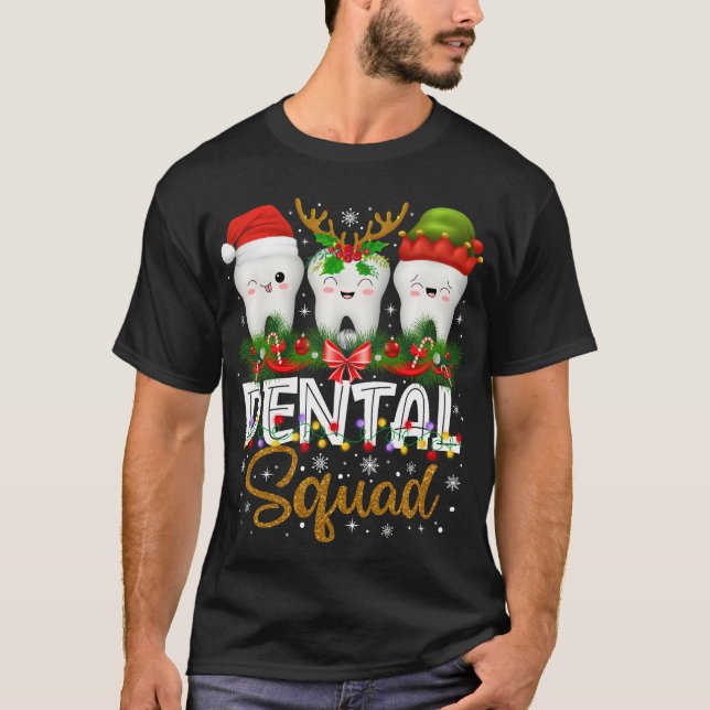 T-shirt Escouade dentaire dentiste hygiéniste de Noël (Devant)