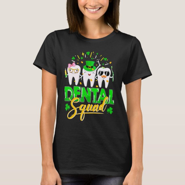T-shirt Escouade dentaire Leprechaun Casquette Shamrock St (Devant)