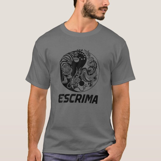 T-shirt Escrima Yin Yang Tiger Dragon (Devant)