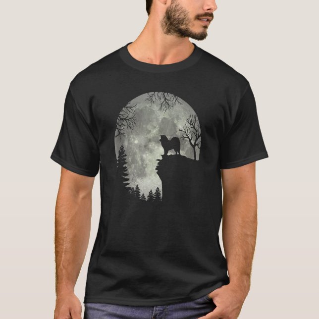 T-shirt Eskimo Américain Spitz Et Lune Halloween (Devant)