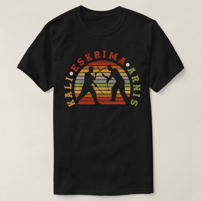 T-shirt Eskrima rétro Kali Arnis Sparring Sticks Escrima S (Design devant)