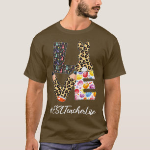 T-shirt ESL Enseignant Aimer crayon Pâques Jour Bunny Leop