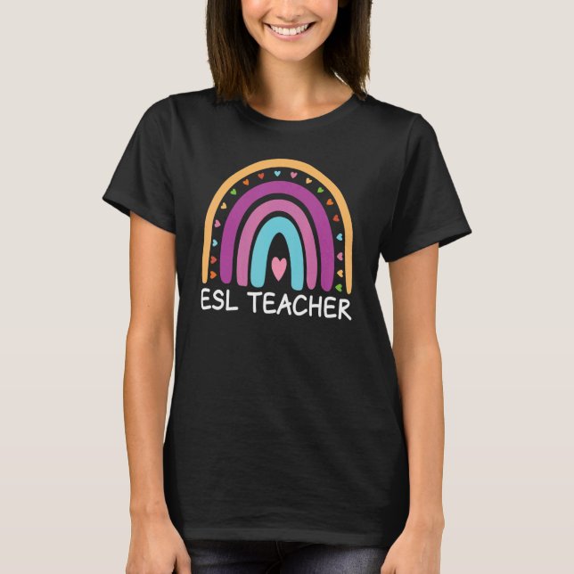 T-shirt ESL Teacher Boho Rainbow Back To School Appreciati (Devant)