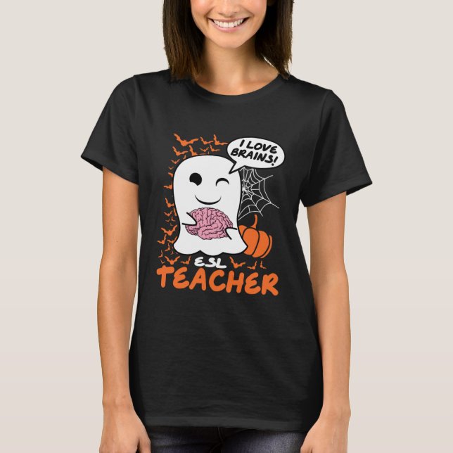T-shirt ESL Teacher Cute Ghost Halloween Teacher (Devant)