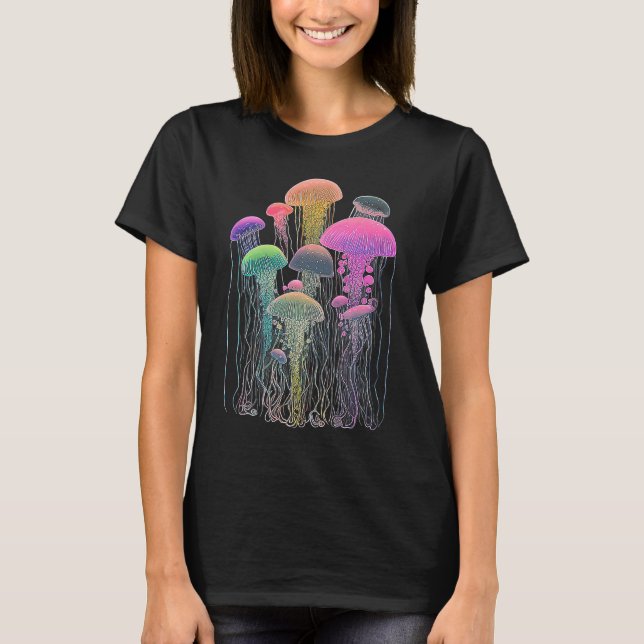 T-shirt Esoteric Jellyfish Crystals Cute Illustration (Devant)