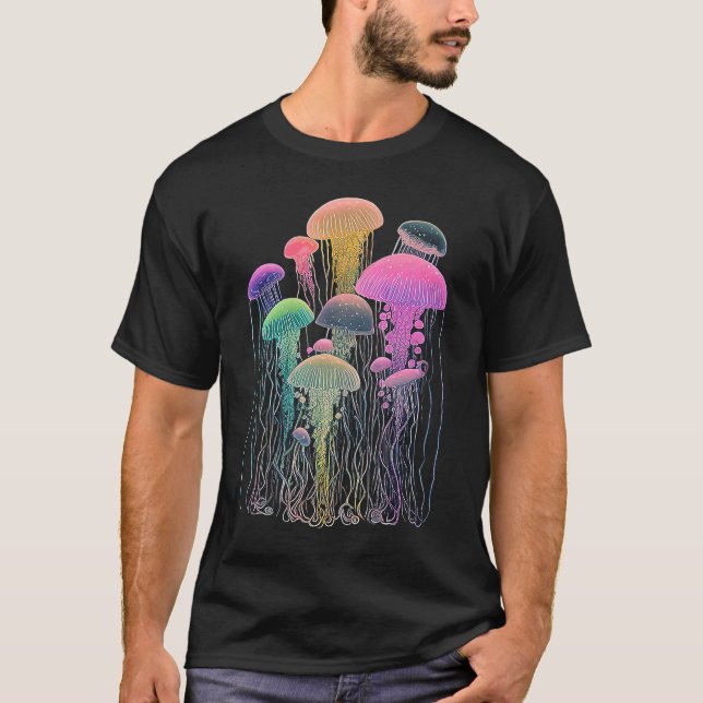 T-shirt Esoteric Jellyfish Crystals Cute Illustration  1 (Devant)