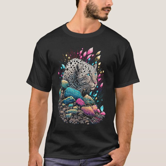 T-shirt Esoteric Leopard Crystals Cute Illustration  5 (Devant)
