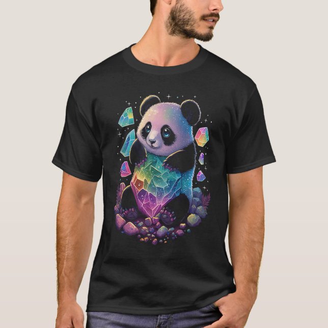 T-shirt Esoteric Panda Crystals Cute Illustration (Devant)