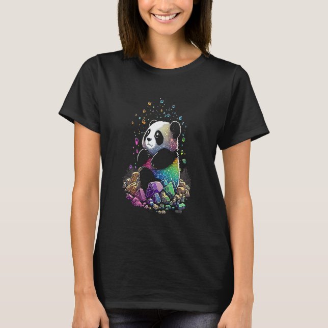 T-shirt Esoteric Panda Crystals Cute Illustration  2 (Devant)