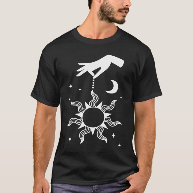 T-shirt Esoteric Spiritual Moon Hand Line (Devant)