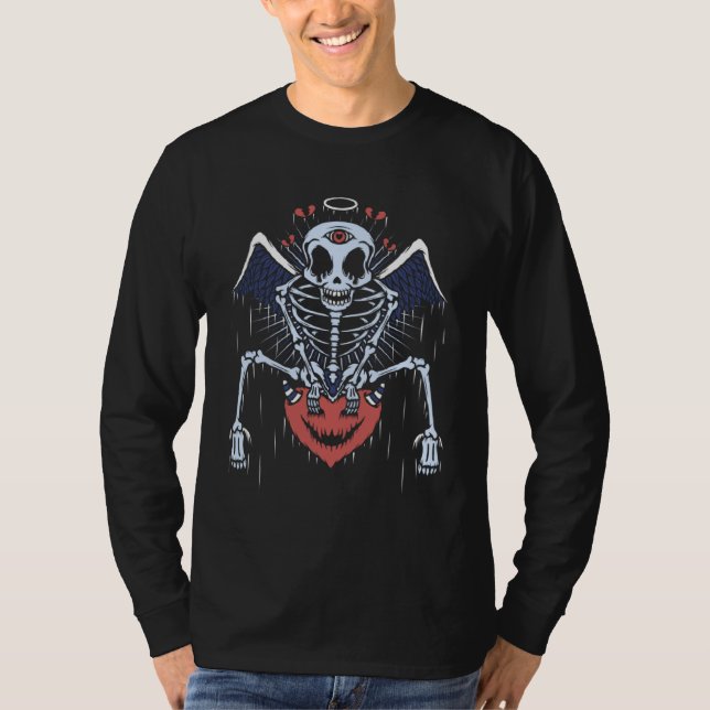 T-shirt Esoteric Spiritual Skeleton Angel wings heart (Devant)
