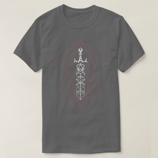 T-shirt Ésotérique Polyèdre Dice Set épée (Design devant)