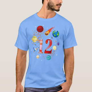 T-shirt Espace 12 Ans 12ème Anniversaire Garçons Planets A