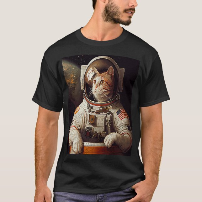 T-shirt Espace astronaute de chat (Devant)