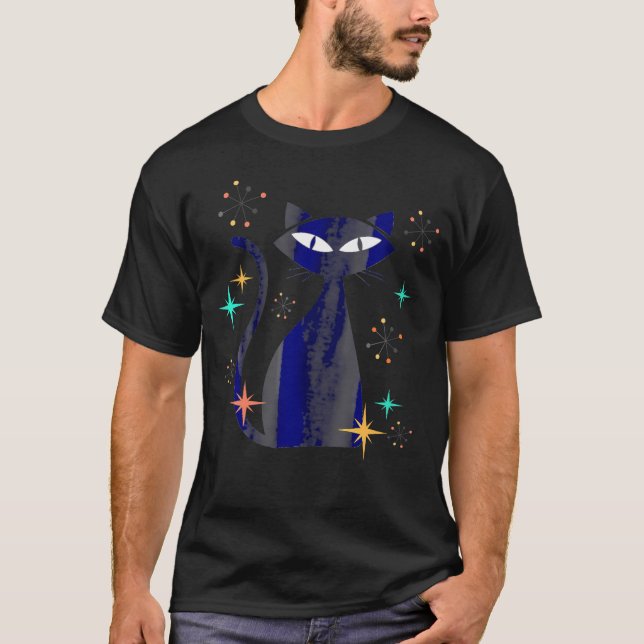 T-shirt Espace Chat Moyen-Siècle De L'Âge Atomique Moderne (Devant)