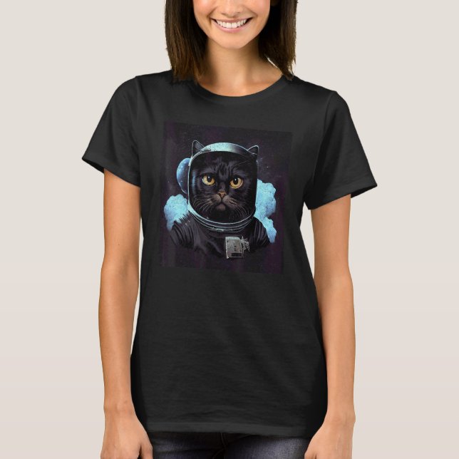 T-shirt Espace de course de chat noir (Devant)