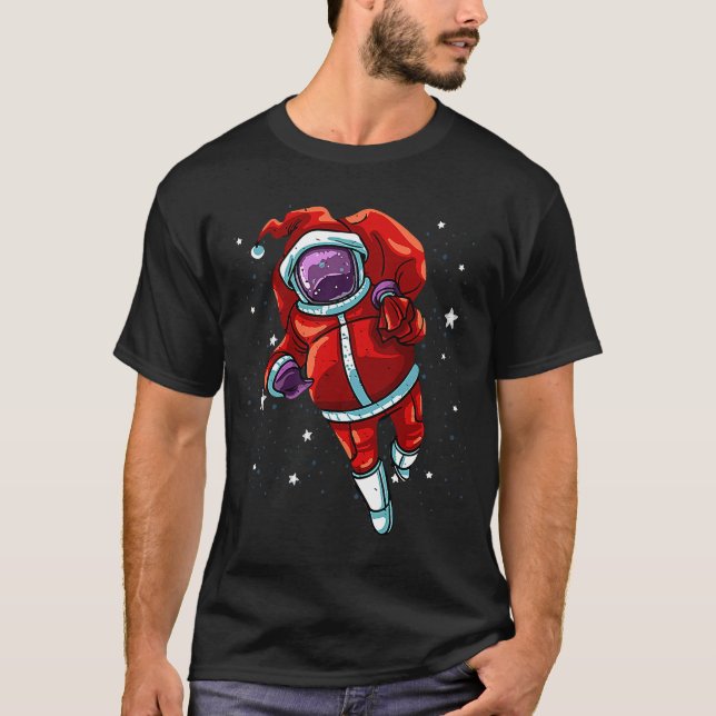 T-shirt Espace de Noël de l'astronaute Père Noël (Devant)