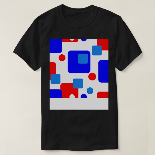 T-shirt Espace de rêve Abstrait rétro bleu rouge sur blanc (Design devant)