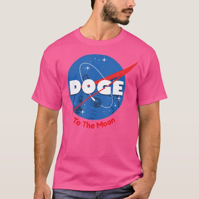 T-shirt Espace Doge Imprimer Sur La Lune Dogecoin (Devant)