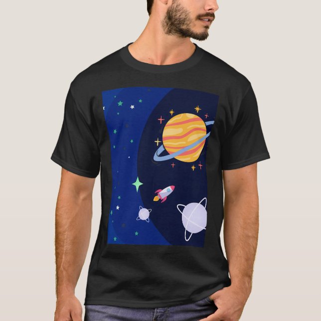 T-shirt Espace Externe Explorer Étoiles Et Planètes Concep (Devant)