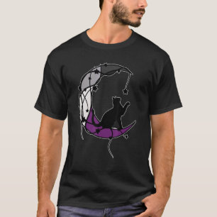 T-shirt Espace Lune Asexuelle Chat Lgbt Chat Noir Fierté A
