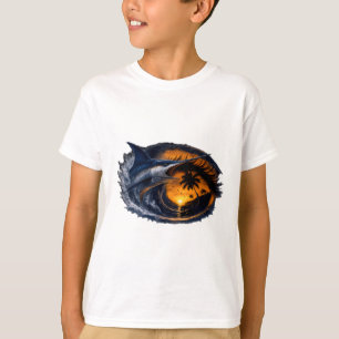 T-shirt Espadon Sunset Wave – Art océanique tropical surré
