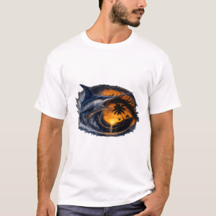 T-shirt Espadon Sunset Wave – Art océanique tropical surré